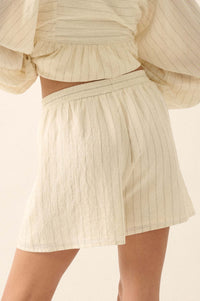 Breezing Through Pinstripe Drawstring Shorts - ShopPromesa