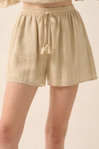 Breezing Through Pinstripe Drawstring Shorts - ShopPromesa