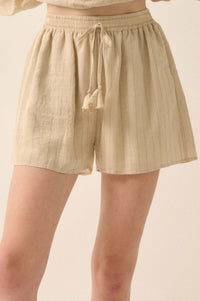 Breezing Through Pinstripe Drawstring Shorts - ShopPromesa