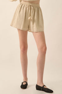 Breezing Through Pinstripe Drawstring Shorts - ShopPromesa