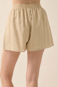 Breezing Through Pinstripe Drawstring Shorts - ShopPromesa