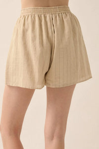 Breezing Through Pinstripe Drawstring Shorts - ShopPromesa