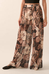 Billowing Blooms Floral Chiffon Wide-Leg Pants - ShopPromesa