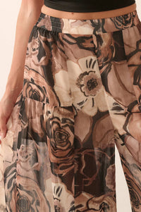 Billowing Blooms Floral Chiffon Wide-Leg Pants - ShopPromesa