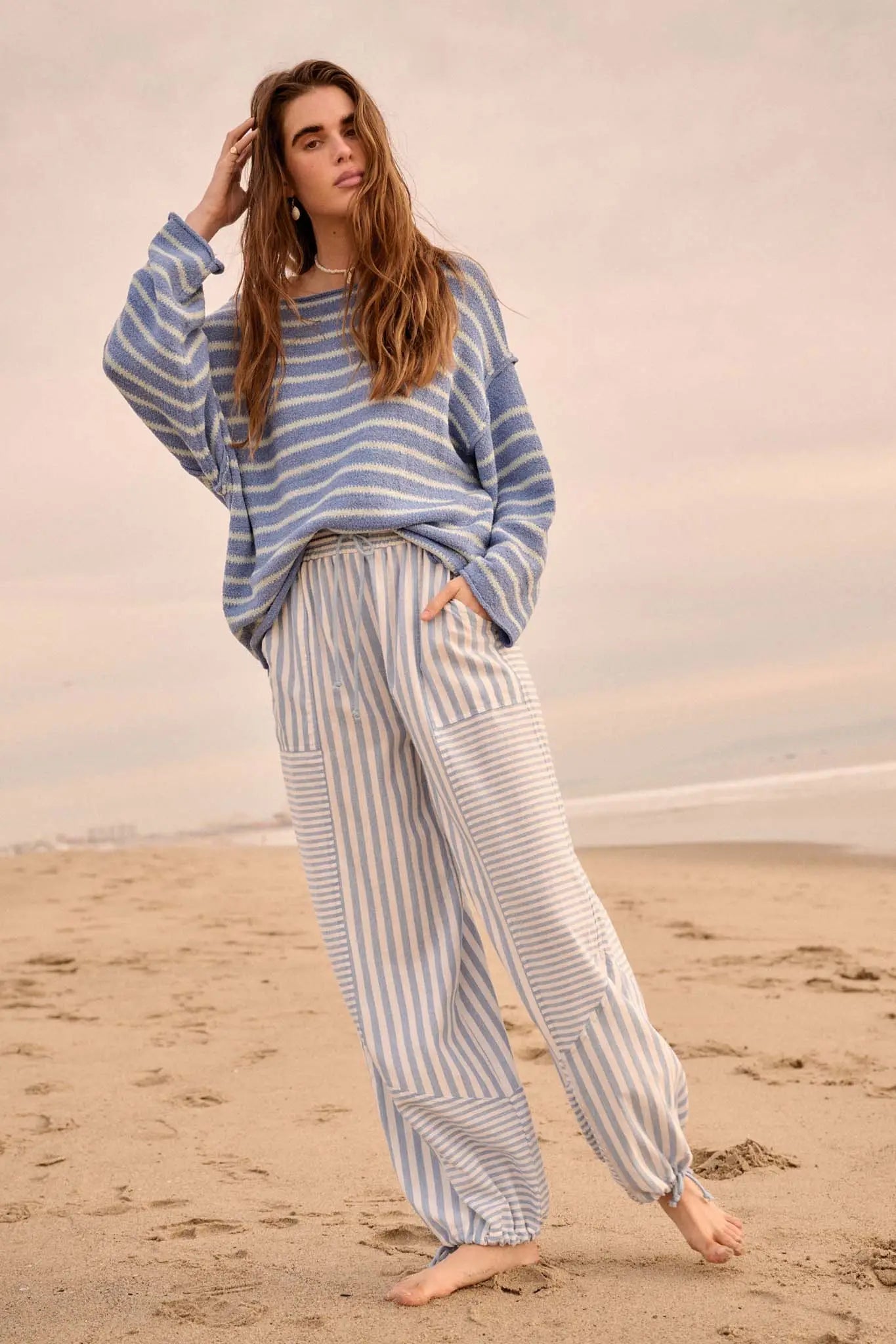 Jump for Joy Striped Drawstring Parachute Pants
