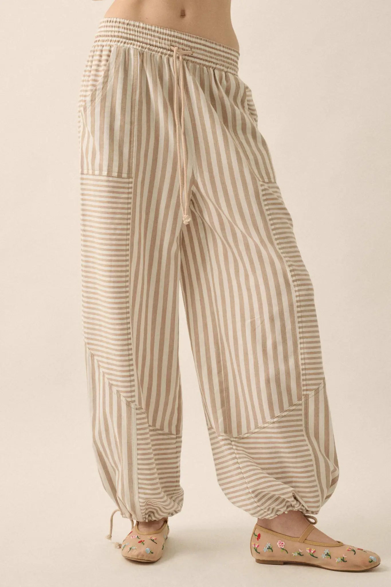 Jump for Joy Striped Drawstring Parachute Pants - ShopPromesa