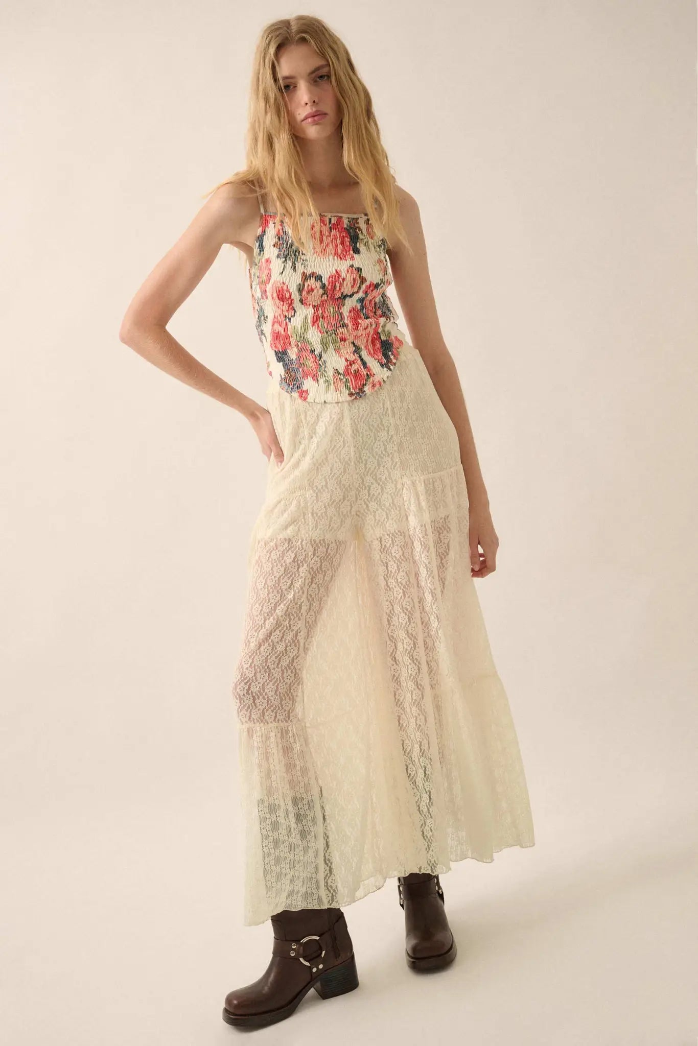 Dreamy Delight Floral Lace Ruffled Wide Leg Pants - ShopPromesa