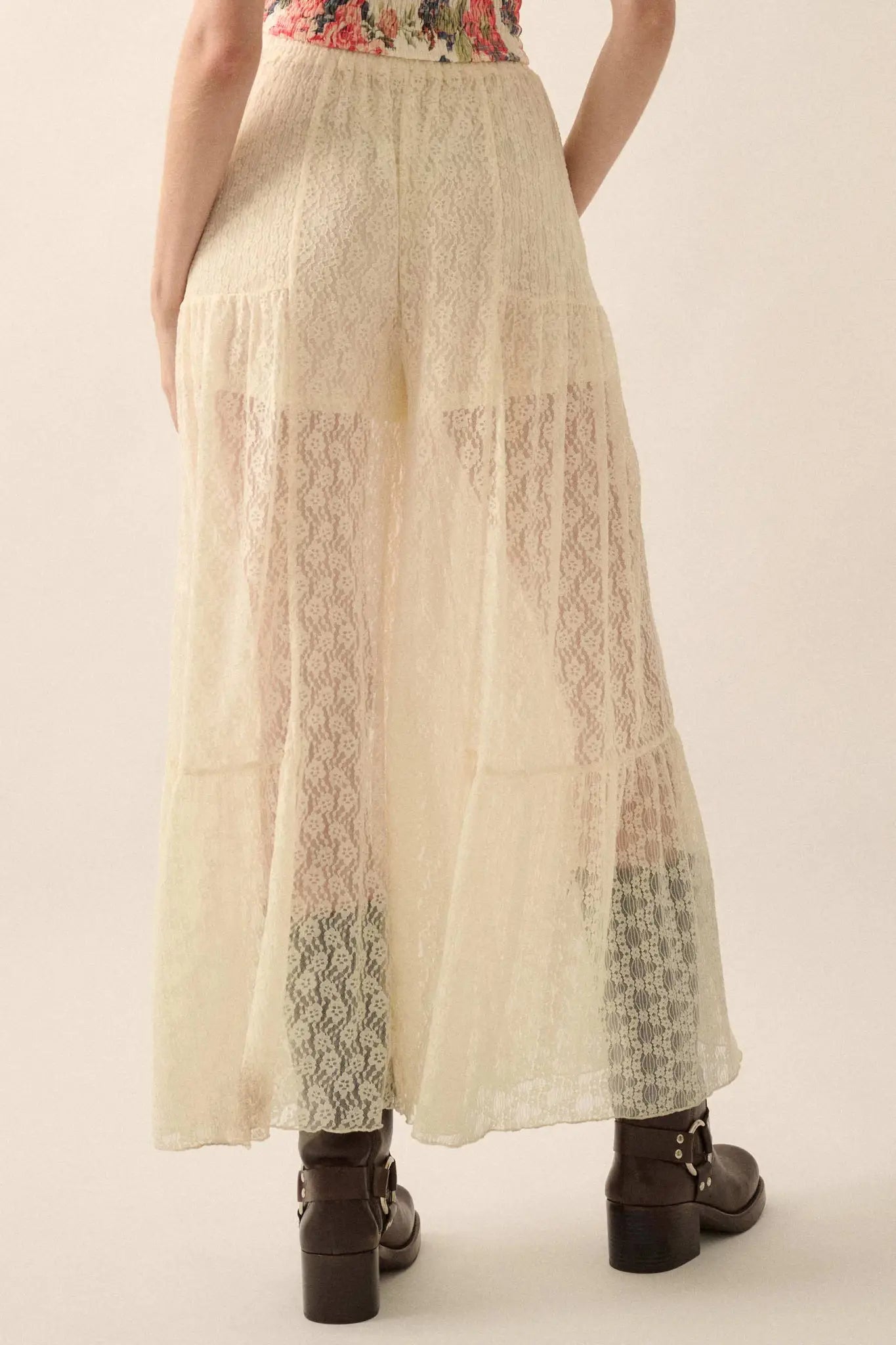 Dreamy Delight Floral Lace Ruffled Wide Leg Pants - ShopPromesa