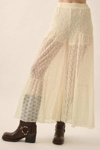 Dreamy Delight Floral Lace Ruffled Wide Leg Pants - ShopPromesa