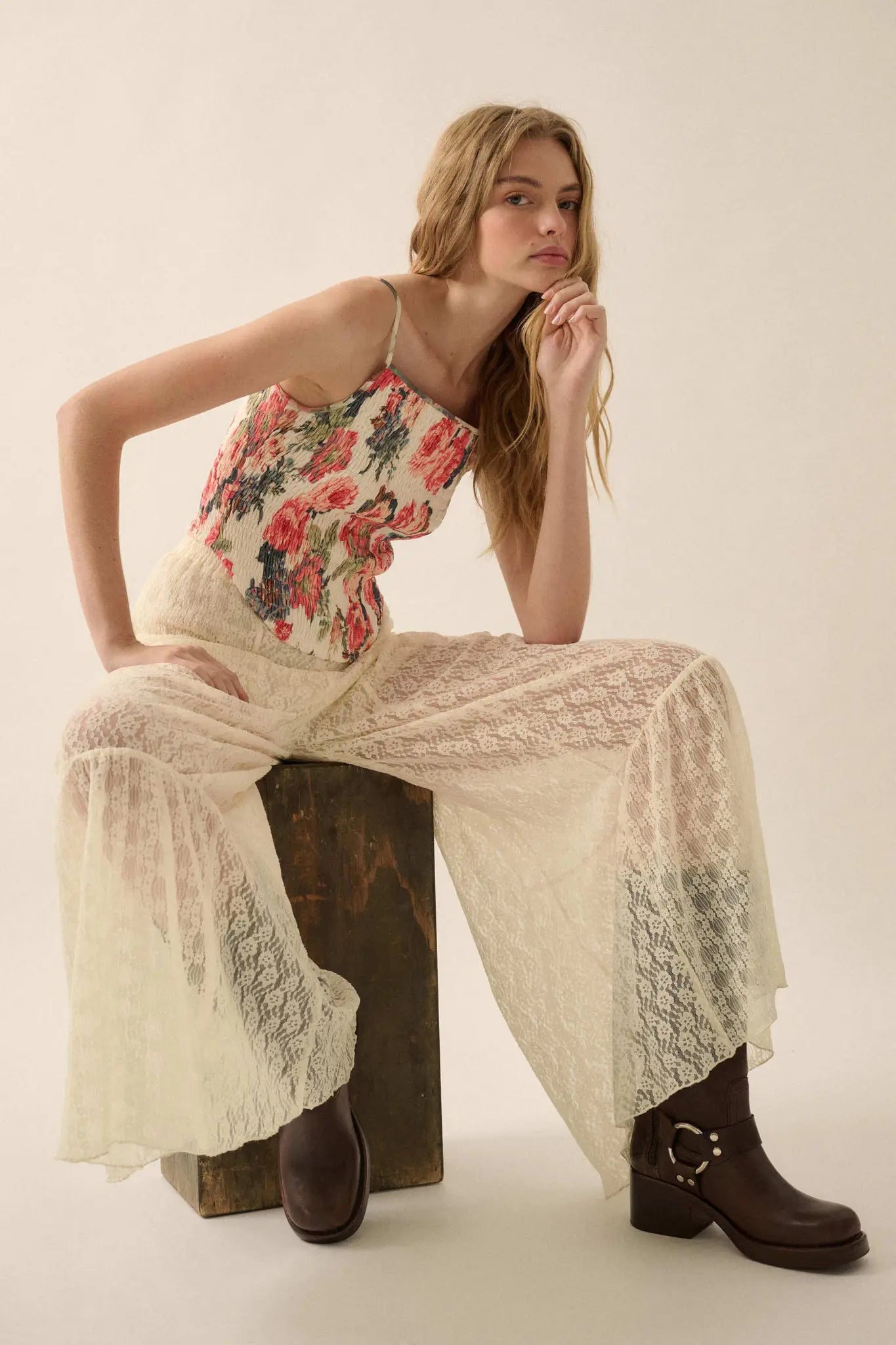 Dreamy Delight Floral Lace Ruffled Wide Leg Pants - ShopPromesa