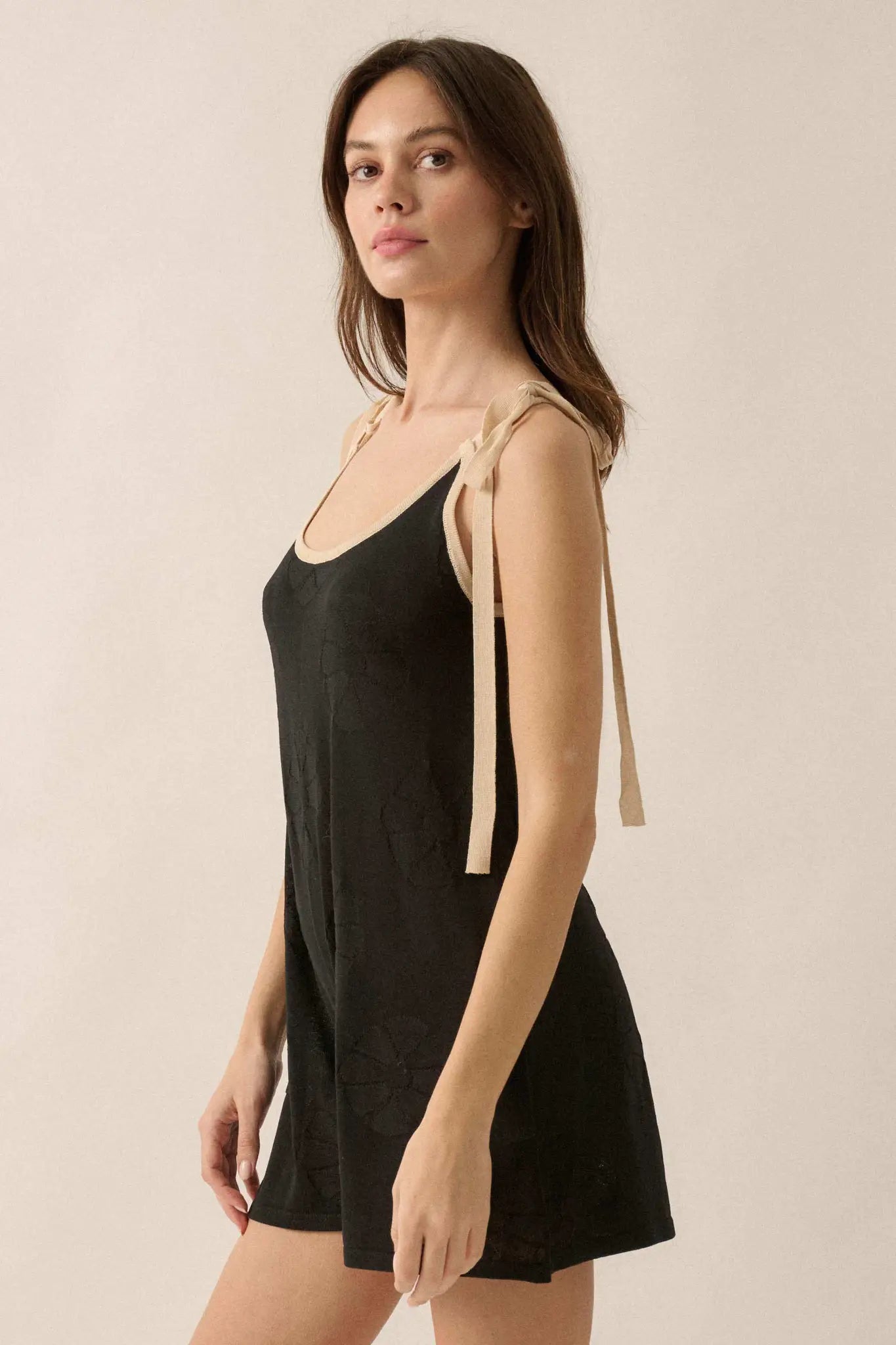 Lazy Daisy Floral Jacquard-Knit Cami Romper - ShopPromesa