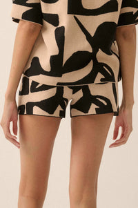 Bold Blooms Floral Jacquard Knit Sweater Shorts - ShopPromesa
