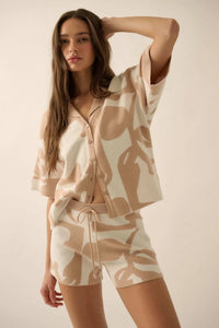 Bold Blooms Floral Jacquard Knit Sweater Shorts - ShopPromesa