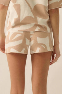 Bold Blooms Floral Jacquard Knit Sweater Shorts - ShopPromesa