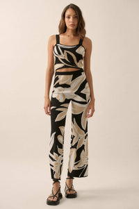 Jungle Vibes Tropical Jacquard Knit Pants - ShopPromesa