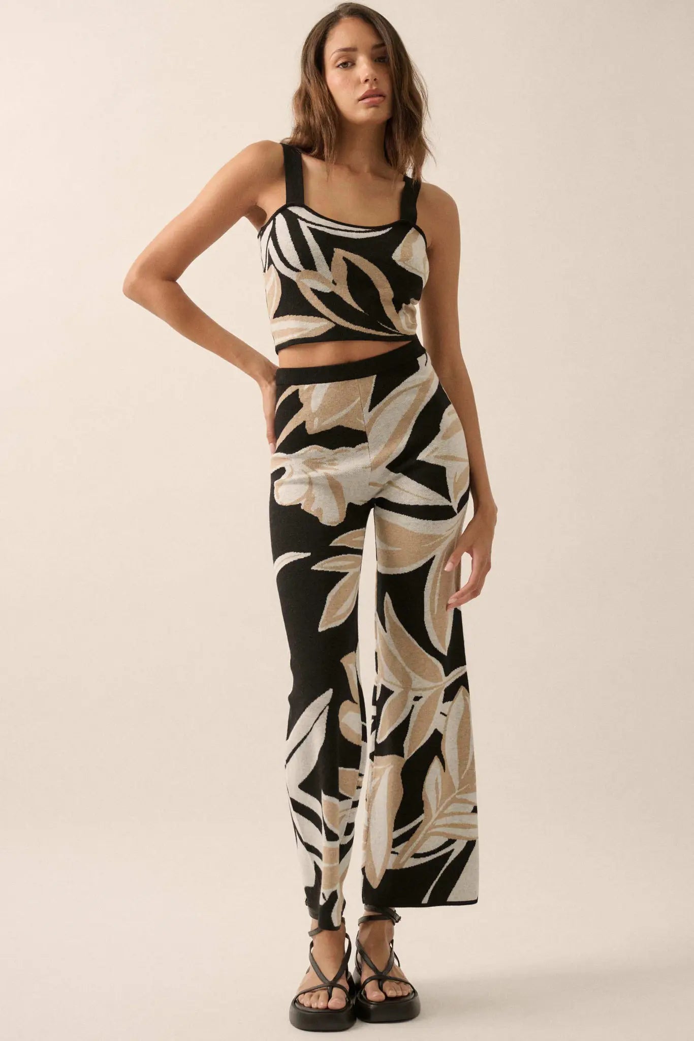 Jungle Vibes Tropical Jacquard Knit Pants - ShopPromesa