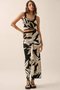 Jungle Vibes Tropical Jacquard Knit Pants - ShopPromesa