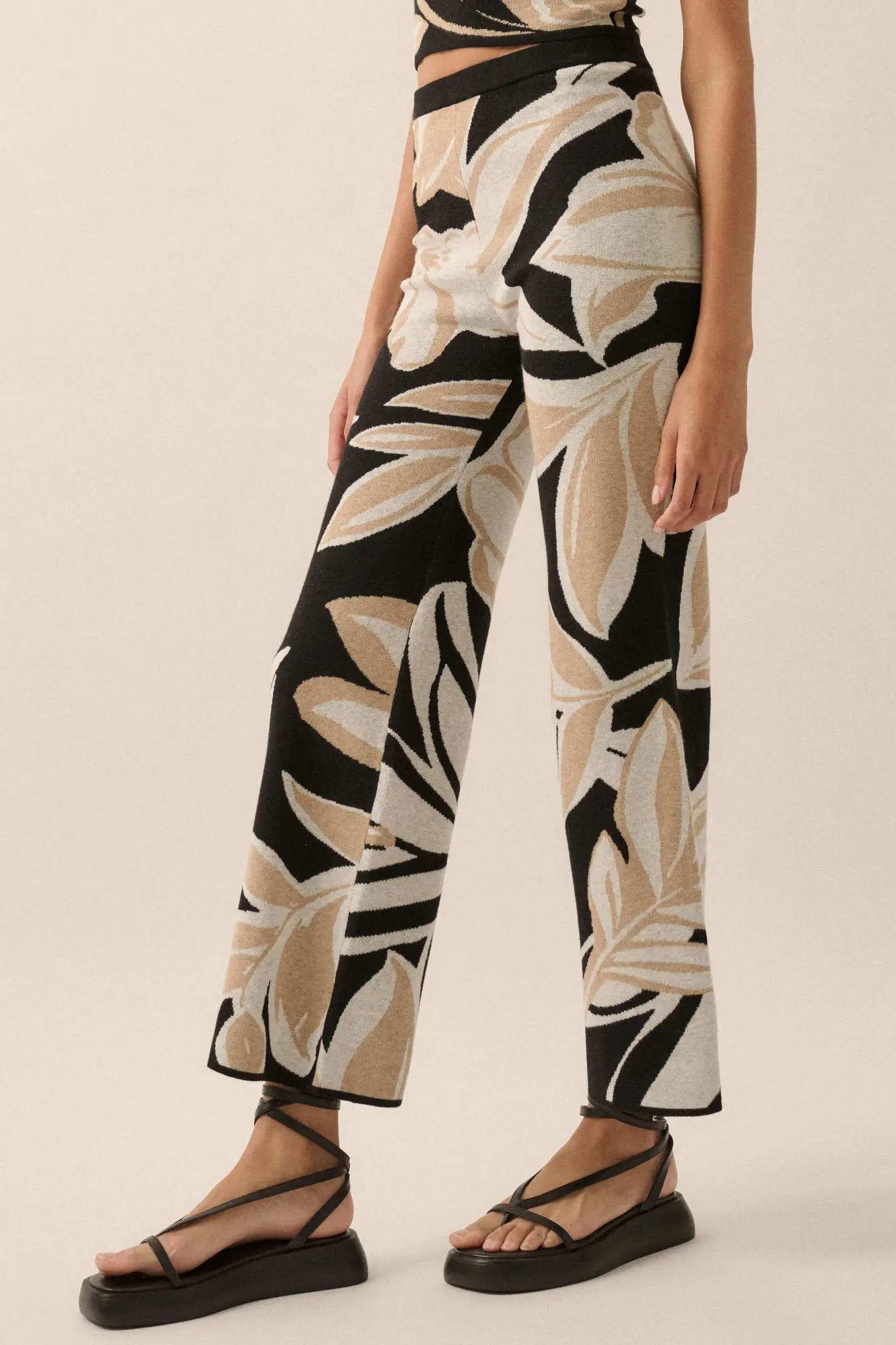 Jungle Vibes Tropical Jacquard Knit Pants - ShopPromesa