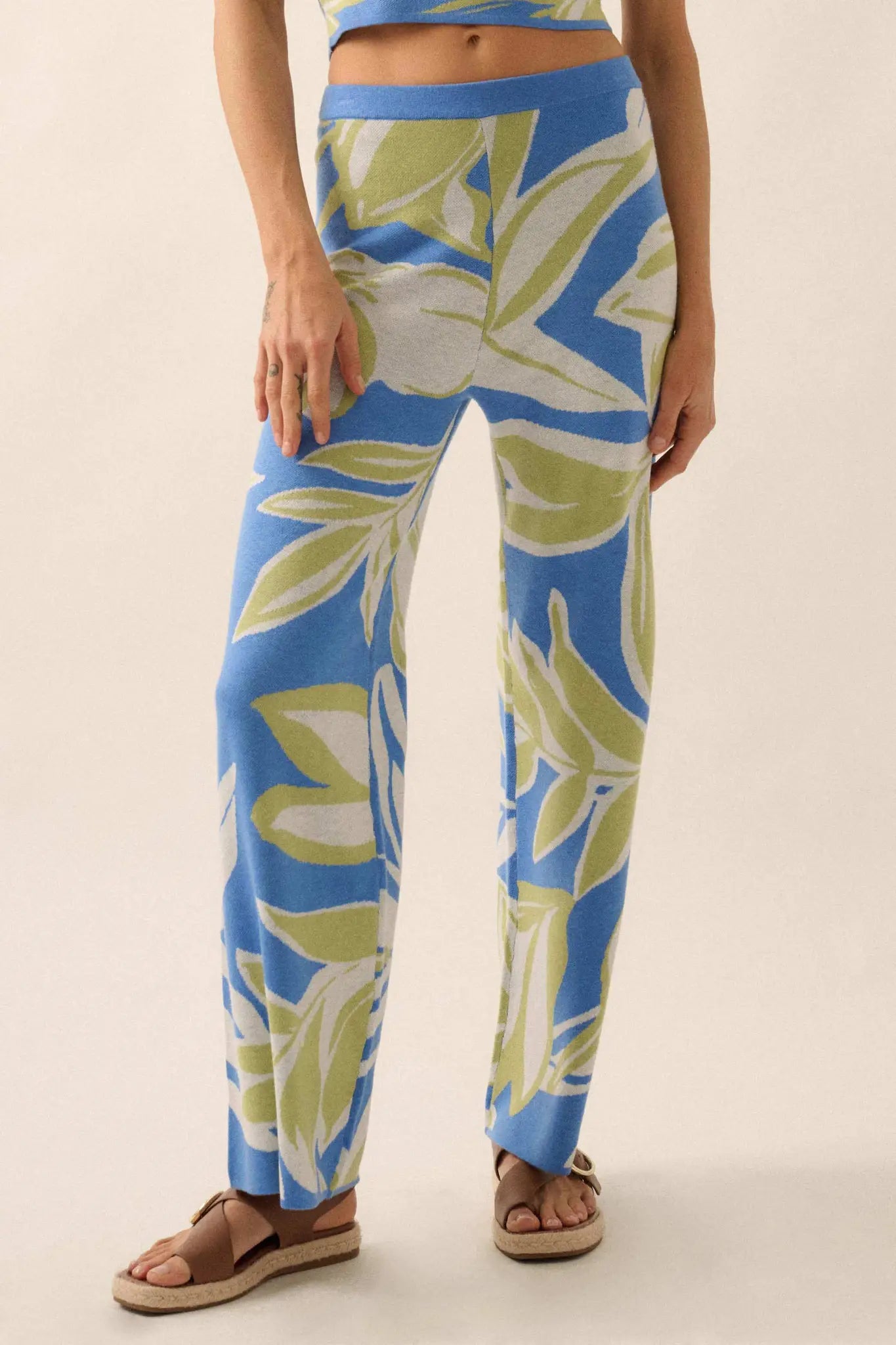 Jungle Vibes Tropical Jacquard Knit Pants - ShopPromesa