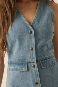 Glory Days Sleeveless Denim Vest Romper - ShopPromesa