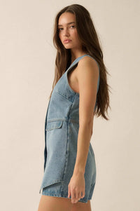 Glory Days Sleeveless Denim Vest Romper - ShopPromesa