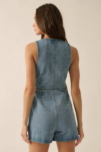 Glory Days Sleeveless Denim Vest Romper - ShopPromesa