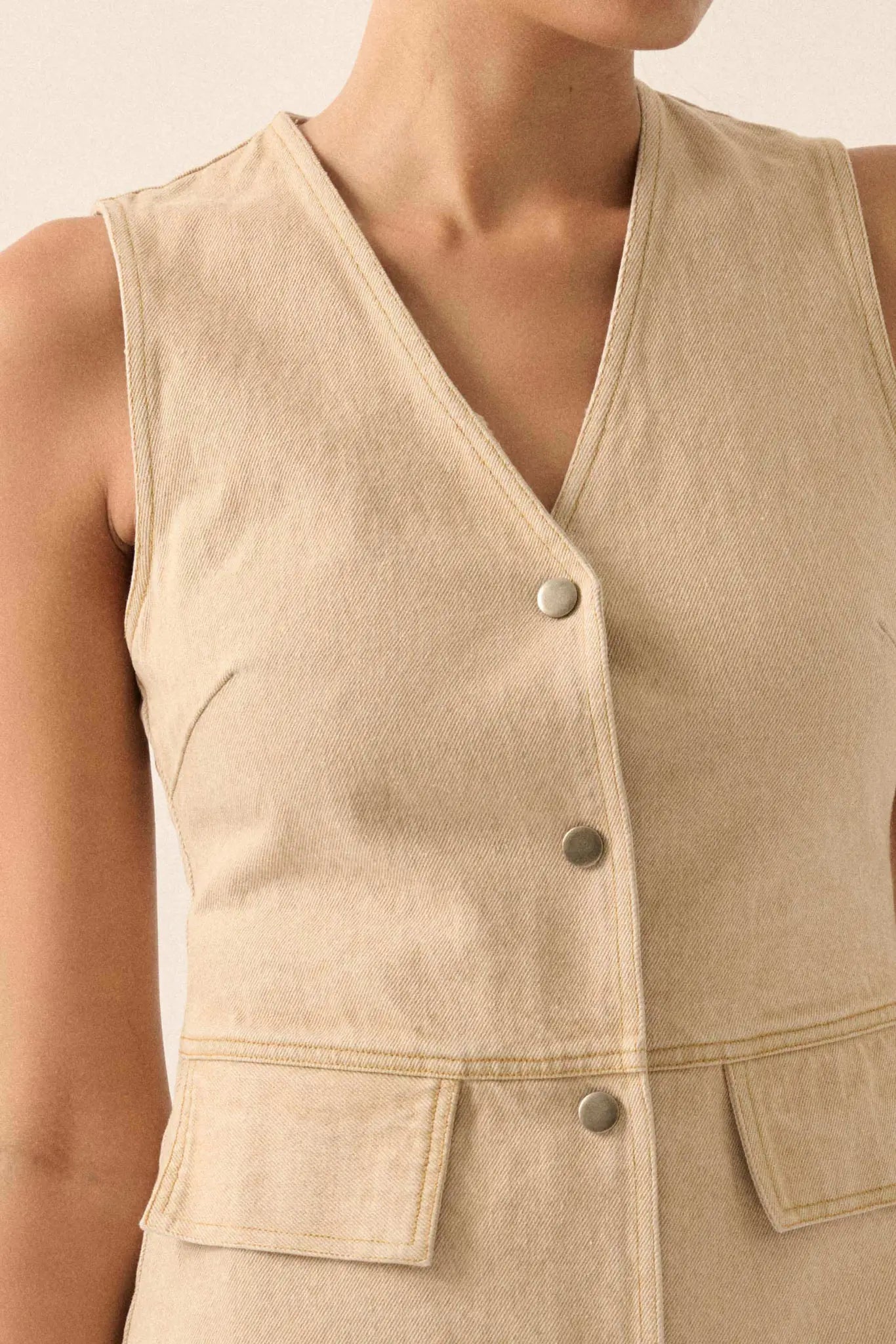 Glory Days Sleeveless Denim Vest Romper - ShopPromesa