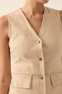 Glory Days Sleeveless Denim Vest Romper - ShopPromesa