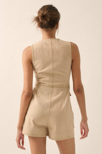 Glory Days Sleeveless Denim Vest Romper - ShopPromesa