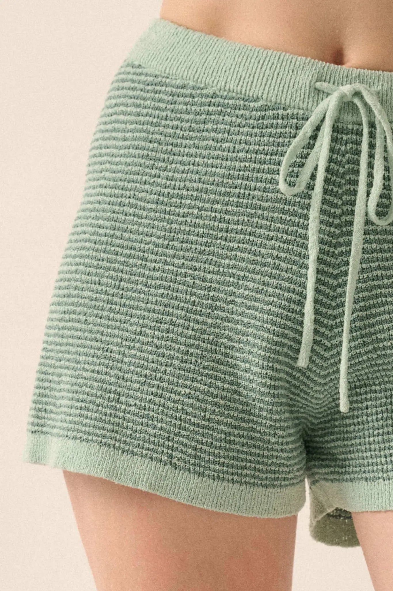 Happy Days Striped Drawstring Sweater Shorts - ShopPromesa
