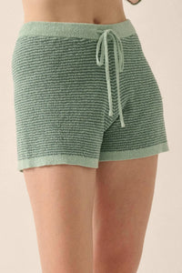 Happy Days Striped Drawstring Sweater Shorts - ShopPromesa