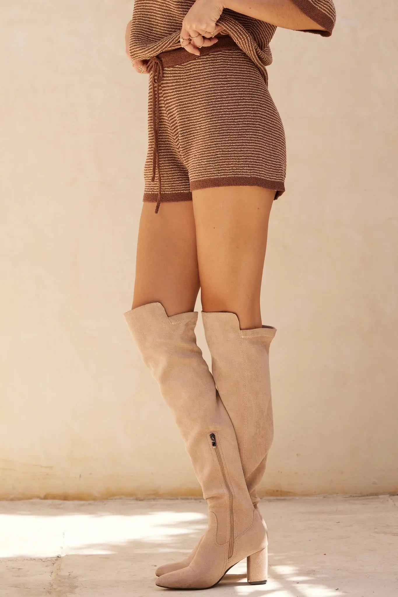 Happy Days Striped Drawstring Sweater Shorts