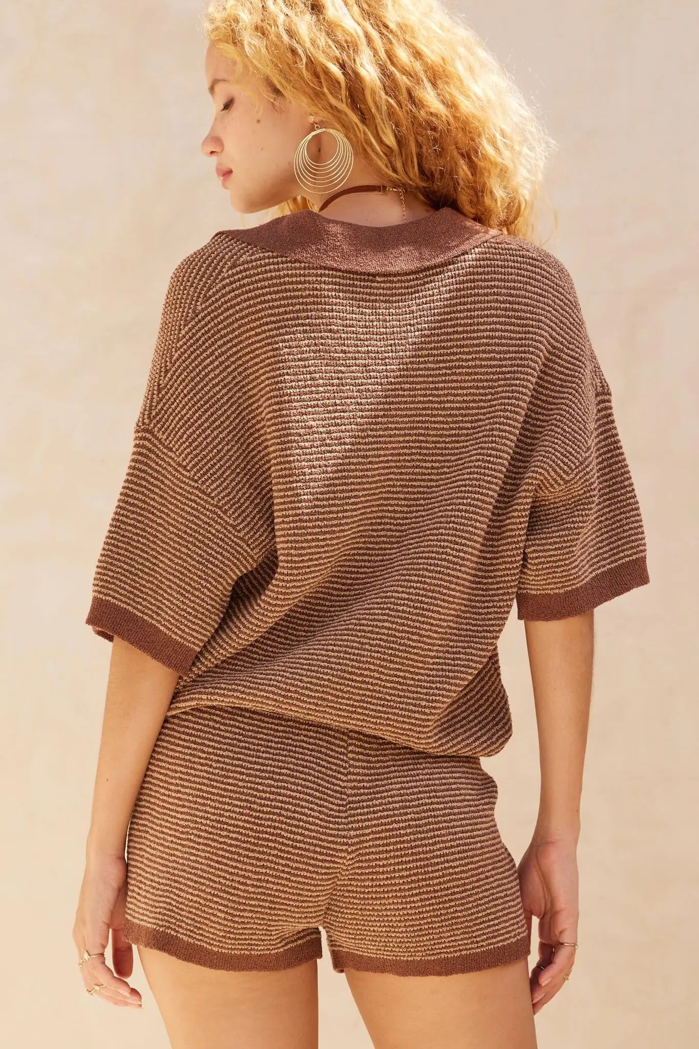 Happy Days Striped Drawstring Sweater Shorts