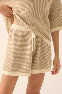 Happy Days Striped Drawstring Sweater Shorts - ShopPromesa