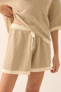Happy Days Striped Drawstring Sweater Shorts - ShopPromesa