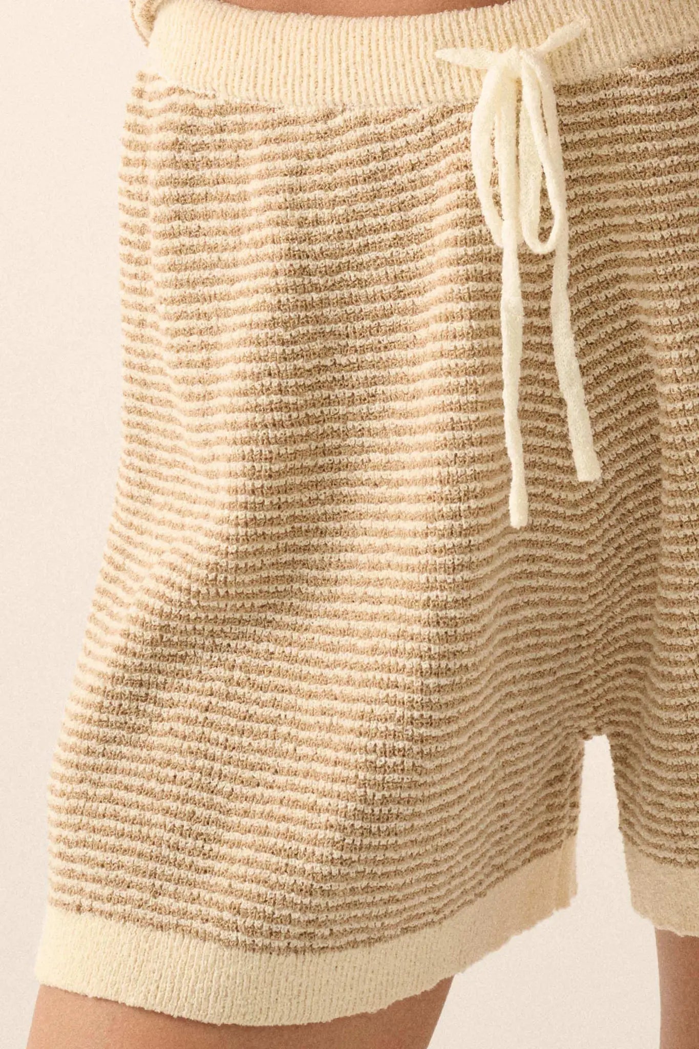 Happy Days Striped Drawstring Sweater Shorts - ShopPromesa