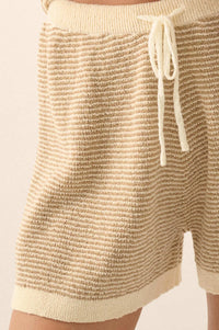 Happy Days Striped Drawstring Sweater Shorts - ShopPromesa