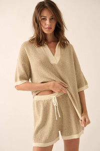 Happy Days Striped Drawstring Sweater Shorts - ShopPromesa