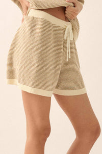Happy Days Striped Drawstring Sweater Shorts - ShopPromesa