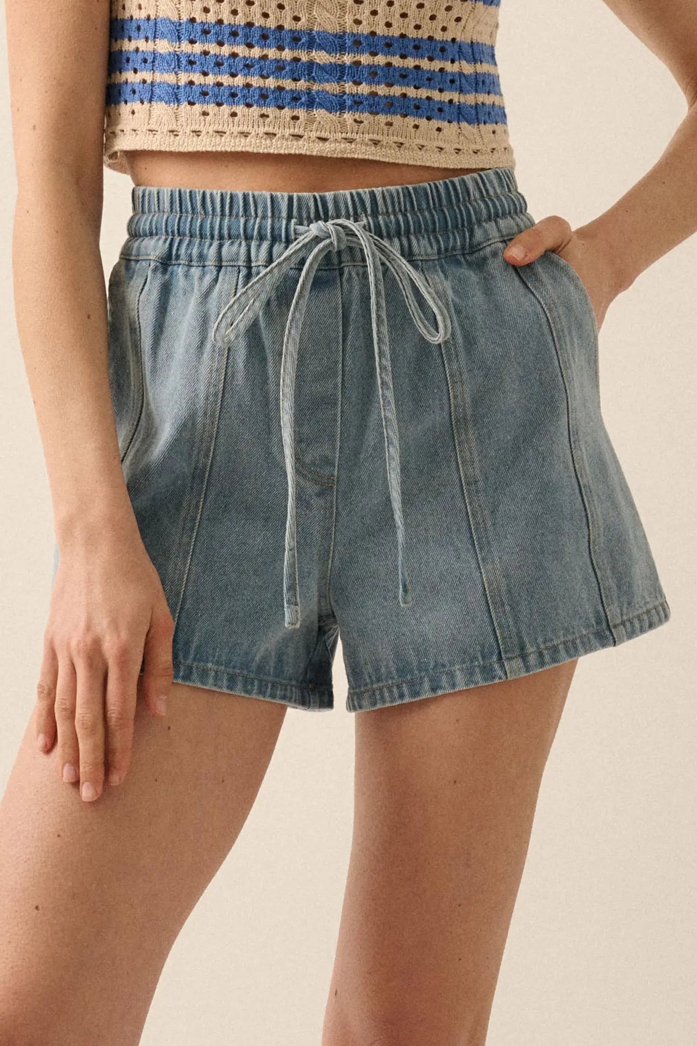 Brand New Day Denim Drawstring Shorts