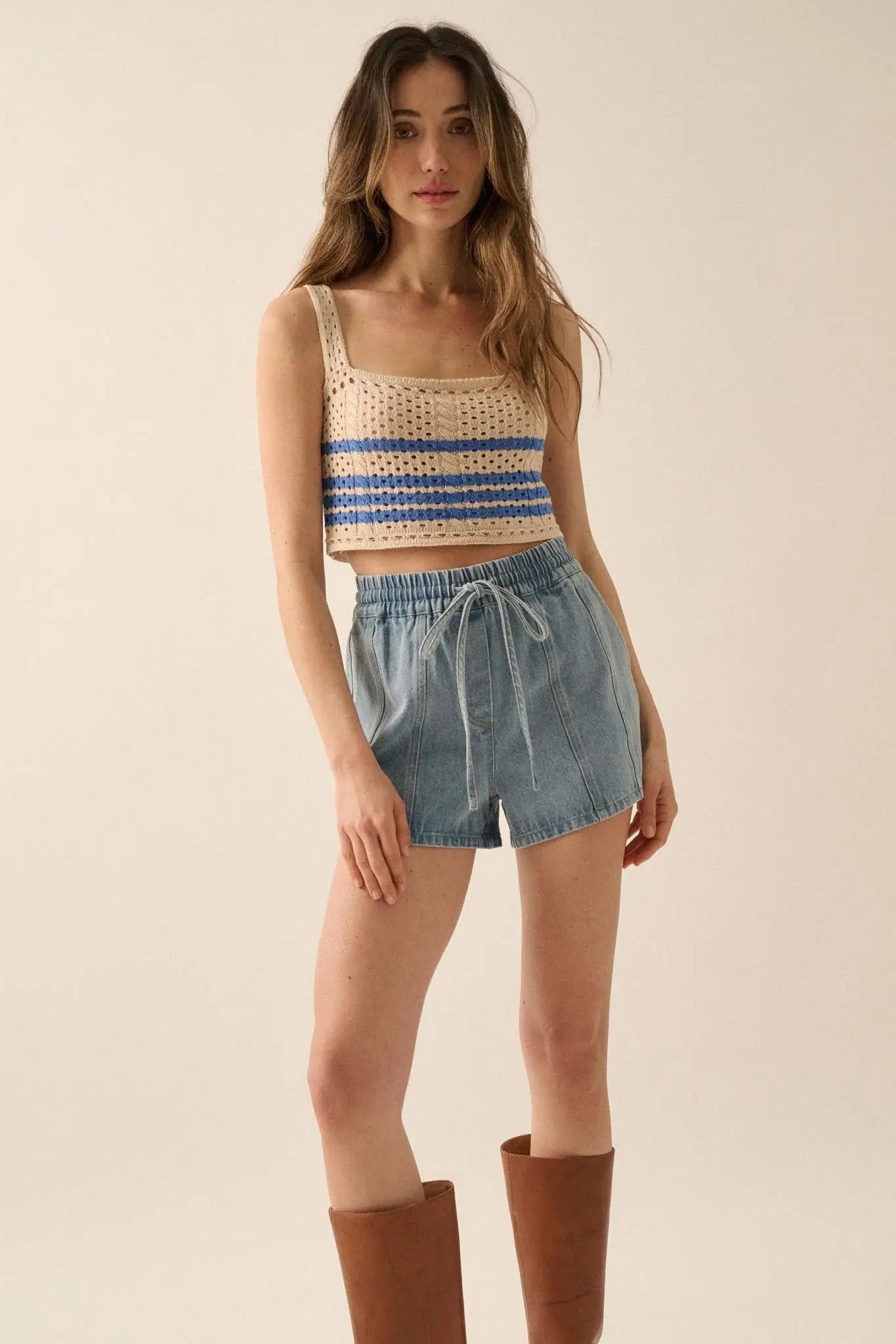 Brand New Day Denim Drawstring Shorts