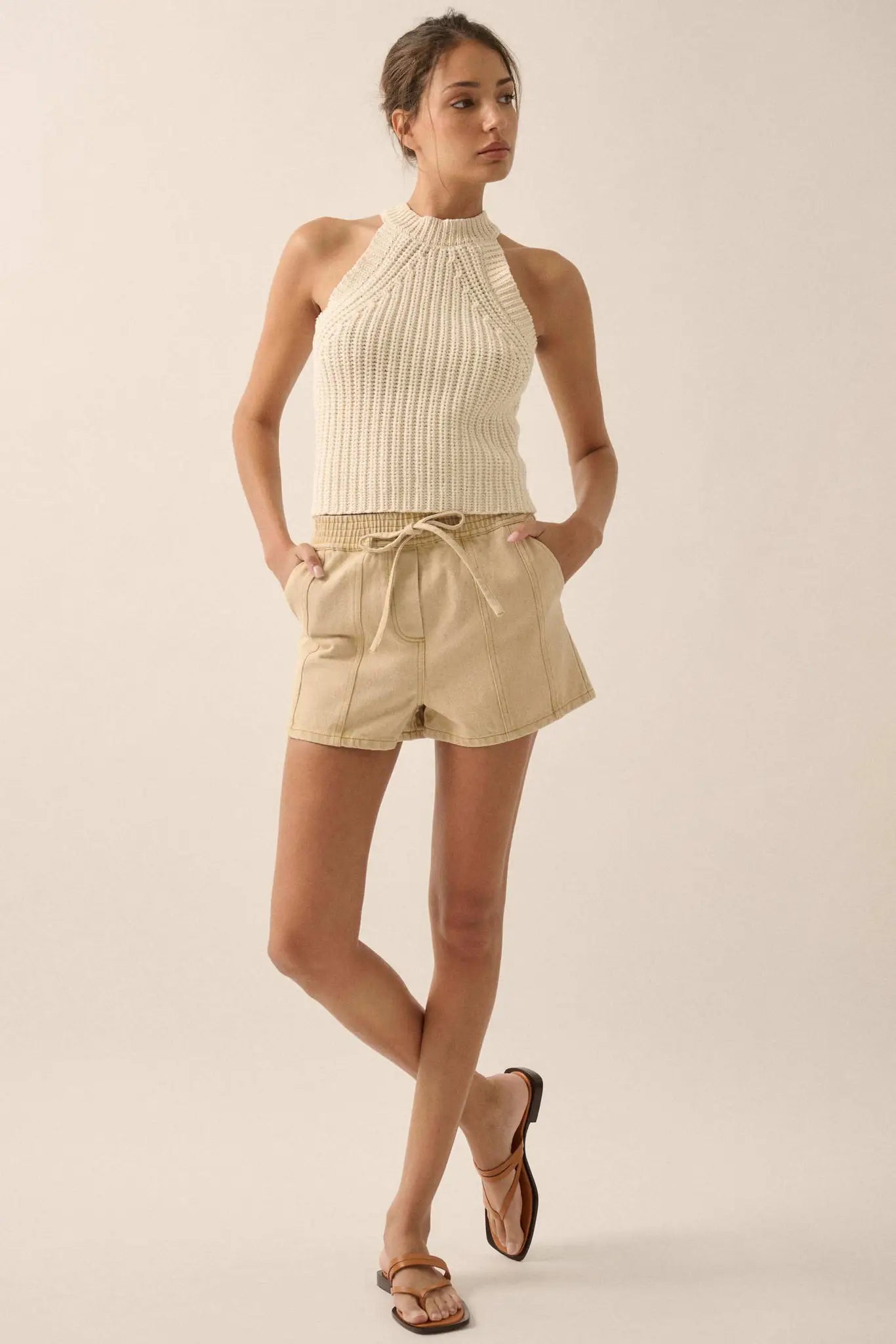 Brand New Day Denim Drawstring Shorts - ShopPromesa