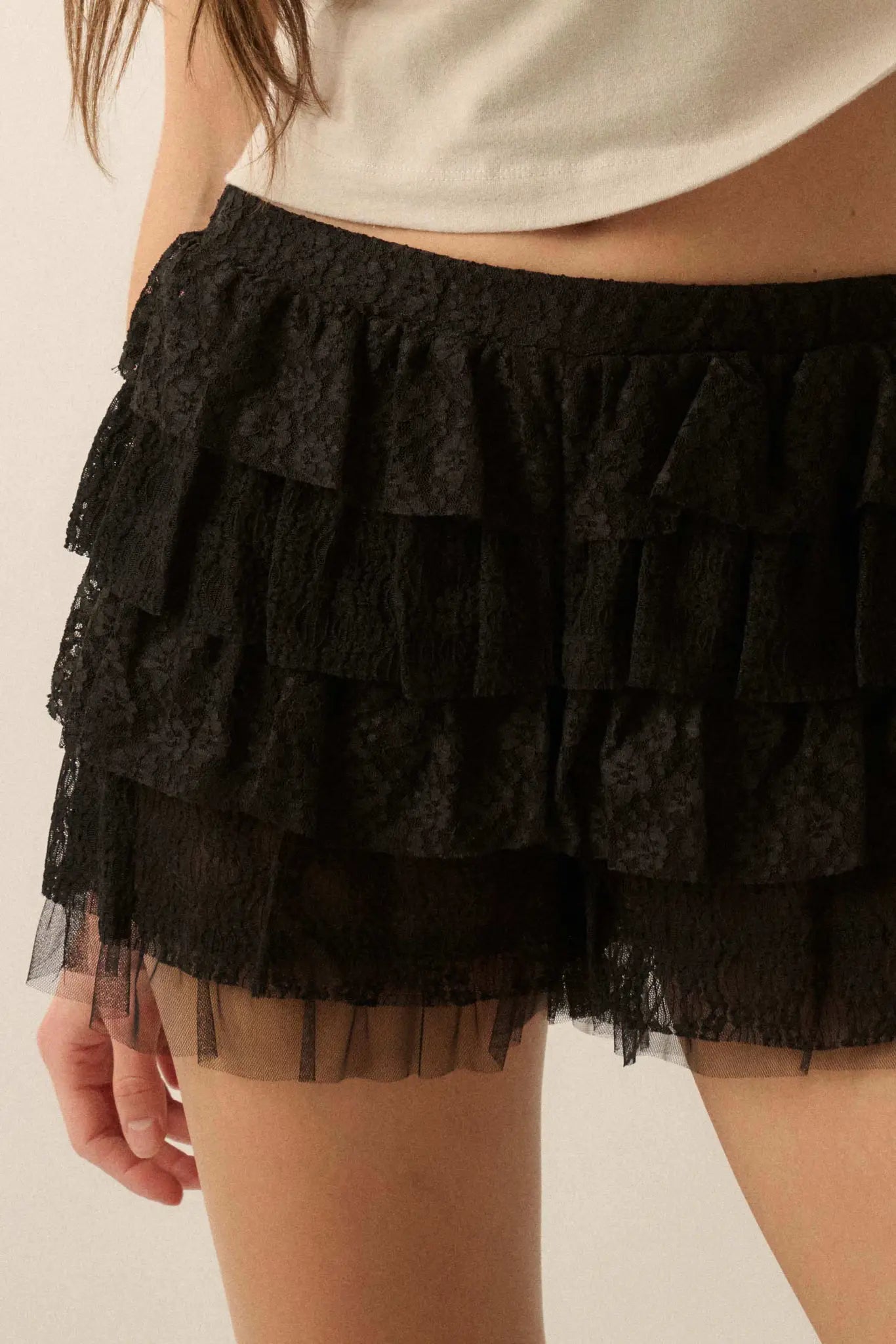 Dolly Dear Ruffled Lace and Mesh Bloomer Shorts - ShopPromesa