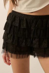Dolly Dear Ruffled Lace and Mesh Bloomer Shorts - ShopPromesa
