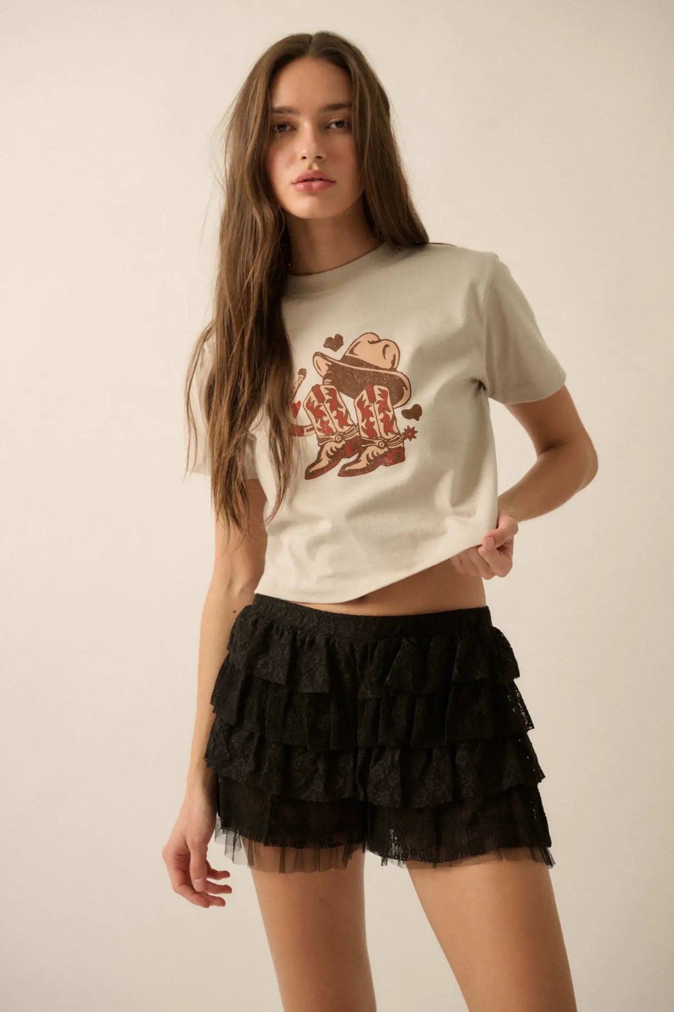 Dolly Dear Ruffled Lace and Mesh Bloomer Shorts - ShopPromesa