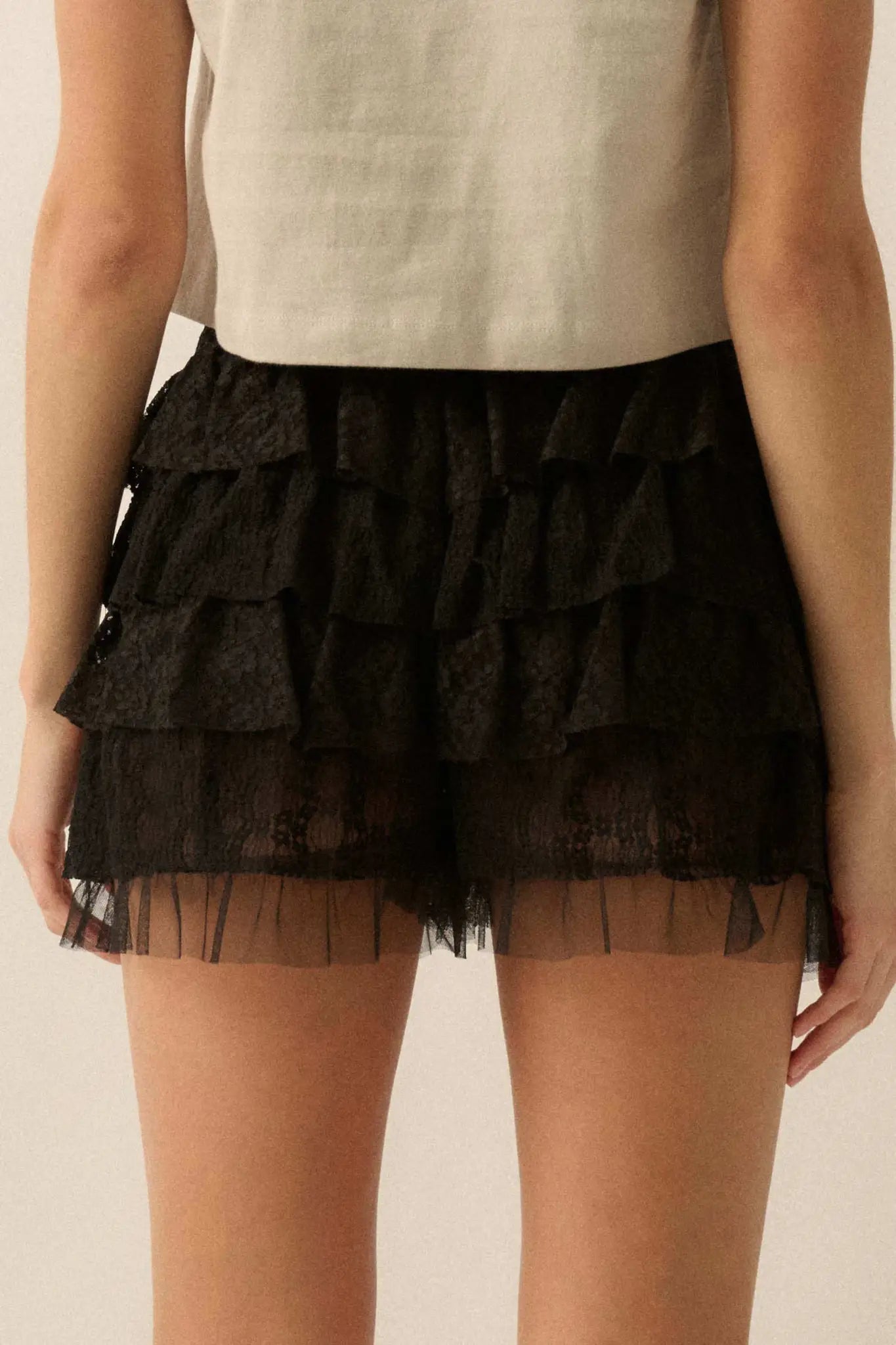 Dolly Dear Ruffled Lace and Mesh Bloomer Shorts - ShopPromesa