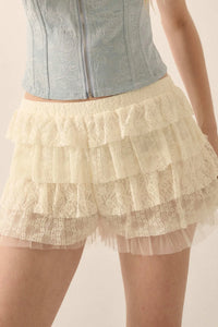 Dolly Dear Ruffled Lace and Mesh Bloomer Shorts - ShopPromesa