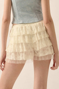 Dolly Dear Ruffled Lace and Mesh Bloomer Shorts - ShopPromesa