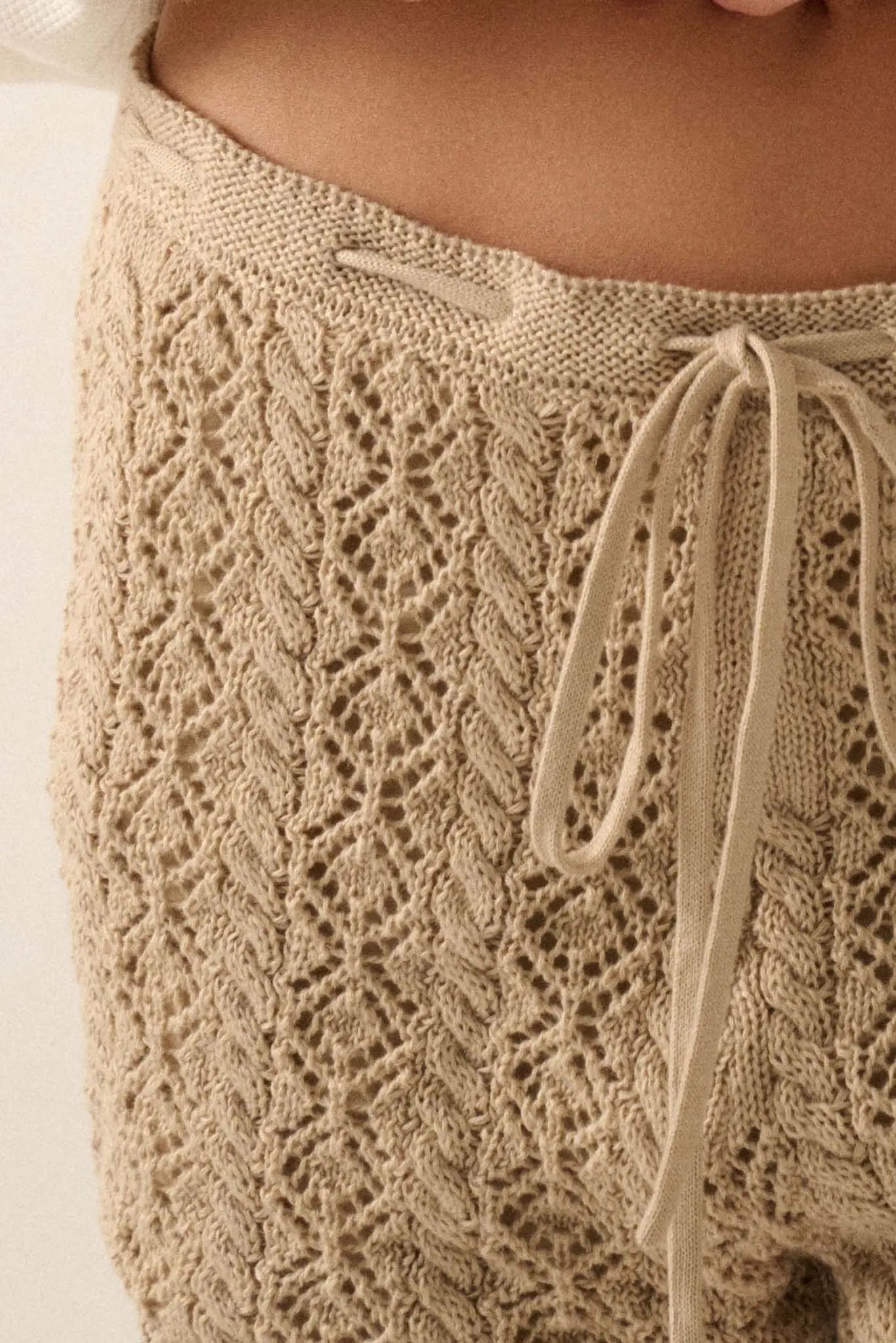 Twist and Shout Crochet Knit Drawstring Shorts - ShopPromesa