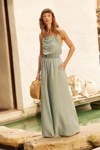 Perfect Skies Denim Wide-Leg Halter Jumpsuit - ShopPromesa